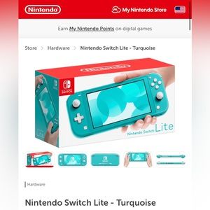Turquoise Nintendo Switch Lite+ three games - lightly used and wiped